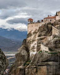 Fototapeta na wymiar The unique Holy Meteora Monasteries near Kalambaka village Thessaly Greece pilgrimage tourism