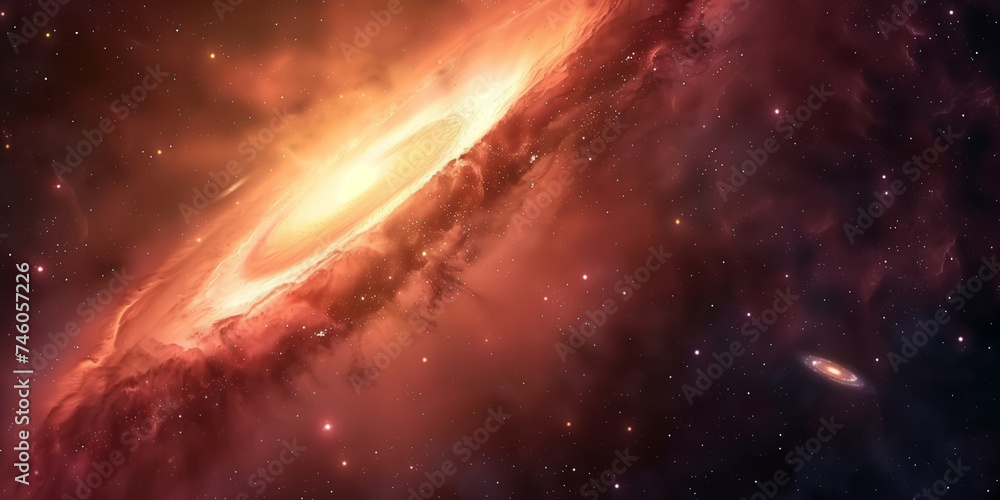 Canvas Prints red nebula in deep space with stars and galaxies