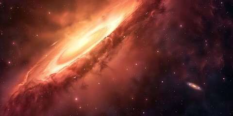 Red nebula in deep space with stars and galaxies - 746057226