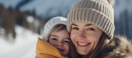 Cheerful Father and Daughter Enjoying a Stylish Winter Day in the Snow