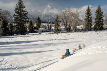 Sledding in Jackson Hole  Grand Teton NP  Wyoming © Tom