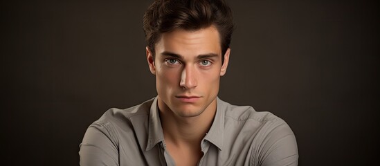 Fototapeta premium Focused young man with a concentration gesture wearing a vibrant shirt