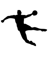 Fototapeta na wymiar jumping handball player silhouette illustrated icon isolated 