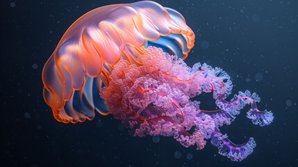 Beautiful jellyfish in the deep blue sea. 3d rendering