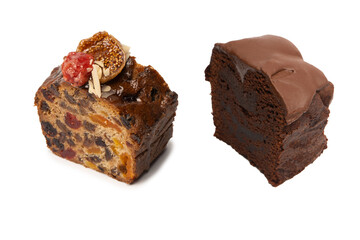A cake with dried fruits, raisins almonds, dried strawberry.