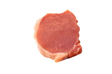 Raw pork pieces isolated on a white background.