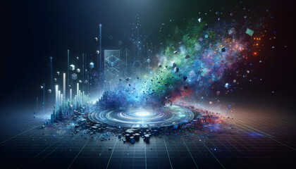 Fototapeta premium Tranquil Digital Interface: Harmonious Disintegration