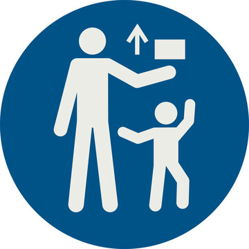 OBLIGATION SIGN PICTOGRAM, KEEP OUT OF THE REACH OF CHILDREN ISO 7010 &ndash; M055, SVG