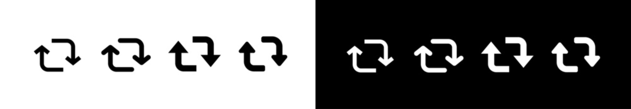 Repost icons set. Share sign. Retweet icon. Refresh symbol. Line arrows. Vector illustration