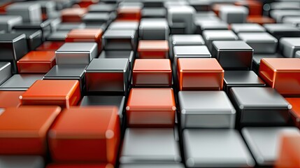 Fototapeta premium Abstract 3D render of red and black cubes with a glossy finish