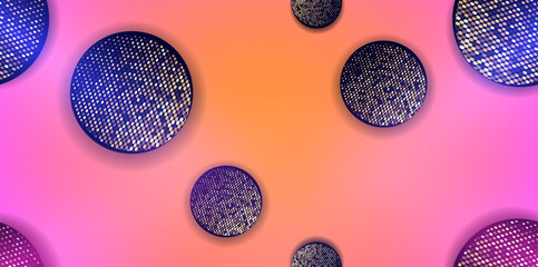 Abstract vector background with shiny spheres, bright, in shades of 80s