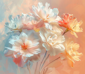 Pastel Watercolor Marigold Bouquet - Elegant Floral Art for Modern Home Decor