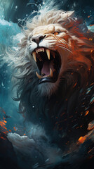 Lion roaring teaching of the sea.