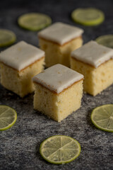 lemon cake cut ready to eat
