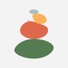 Abstract vector illustration. Stone balancing concept. Minimalist shapes. Linear curved pattern. Design for cover, poster, brochure, gift card.