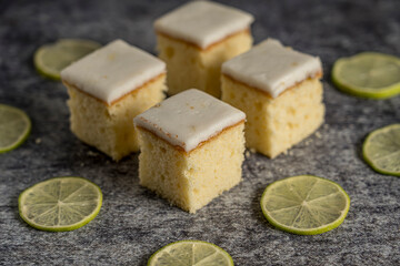lemon cake cut ready to eat