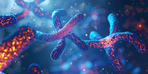 Digital illustration DNA structure in colour background with bokeh effect 3D rendering
 - obrazy, fototapety, plakaty