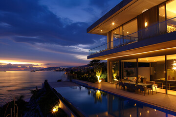 Fototapeta premium exterior of a modern villa. Generative AI
