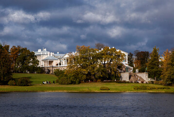 A large pond overlooking the Cameron Gallery. Catherine Park. Tsarskoye Selo. Pushkin. Saint...