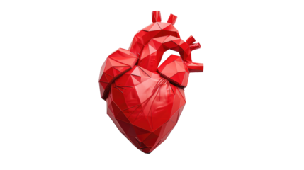 human heart in origami style isolated on transparent