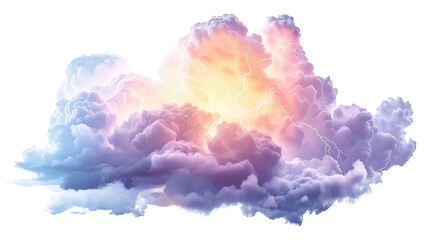 Storm clouds on transparent background. Realistic fluffy lilac colored cloud 