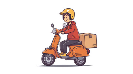 Fast delivery. The guy on the bike in a hurry to deliver the order on transparent