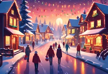 Christmas scene ablaze with colorful lights, casting a warm and inviting glow over the surroundings, creating a joyful atmosphere that captures the essence of the holiday season