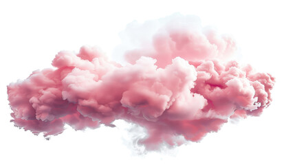 Storm clouds on transparent background. Realistic fluffy pink colored cloud 