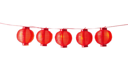 decorative chinese red lantern garland isolated on transparent background - Powered by Adobe