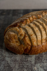 sourdough bread ready to eat gray background