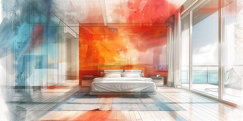  Modern Bedroom Artistry: A Fusion of Realism & Abstract Colors