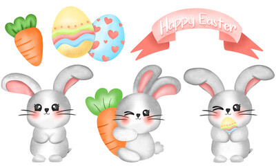 Set Of Easter Bunny Clipart