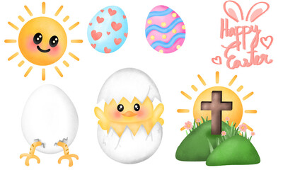 Set Of Easter Chick Hatching Clipart