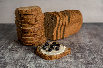 sliced bread ready to eat gray background