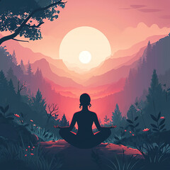 Illustration supporting awareness of health meditation