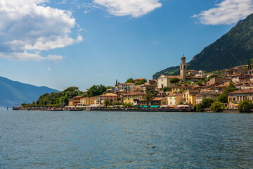 Fototapeta na wymiar View of the old town of Limone sul Garda on Lake Garda in Italy.