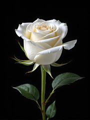 Elegant White Rose on Dramatic Black Background. generative AI