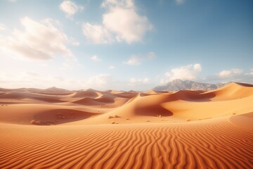 Fototapeta na wymiar Orange Sand Desert, Dune Landscape, Hot Sandy Desert, Dry Arabian Land, Sahara Hills