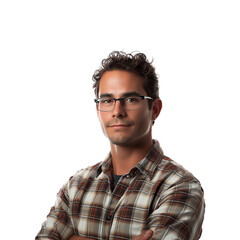 Fototapeta premium Portrait of a handsome young man with glasses, isolated on transparent background.