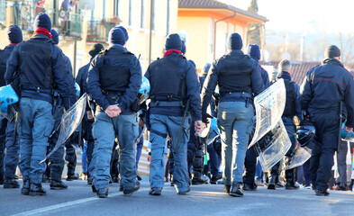 police in riot gear during the protest demonstration on the street