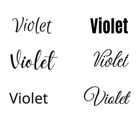 Violet name text style. Wedding. Birthday. Baby.
