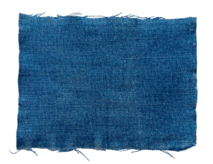 Piece of torn denim on a white background. Denim texture