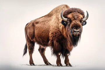 Fototapeten a bison with horns standing on ground © Eugen