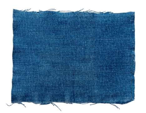 Piece of torn denim on a white background. Denim texture