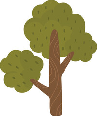Cute tree cartoon character, Tree plant vector, Forest illustration