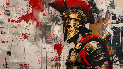 modern painting of Spartan soldier illustration