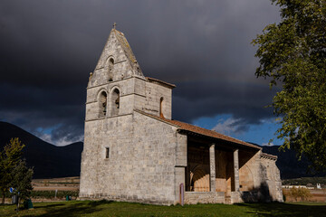 Fototapeta premium Parish Romanesque temple dedicated to the Assumption of the Virgin, Pisón de Castrejón, Palencia, Spain