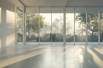 An Empty White Room with Natural Shadows in a Luxurious 8K 3D Architectural Style
