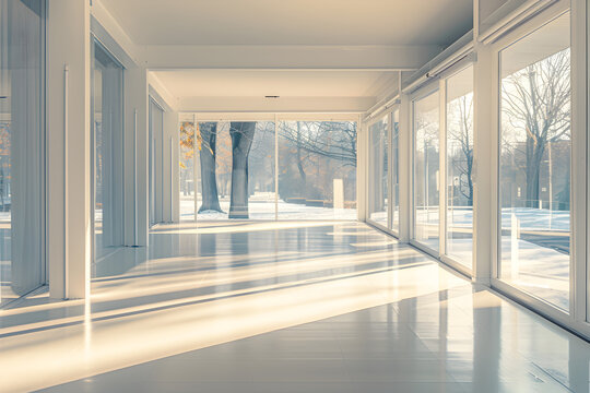 An Empty White Room with Natural Shadows in a Luxurious 8K 3D Architectural Style