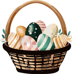 Panier d'oeufs de pâques colorés pour chasse au trésor